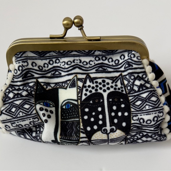 Laurel Burch Handbags - Laurel Burch Artistic Black blue and White Coin purse